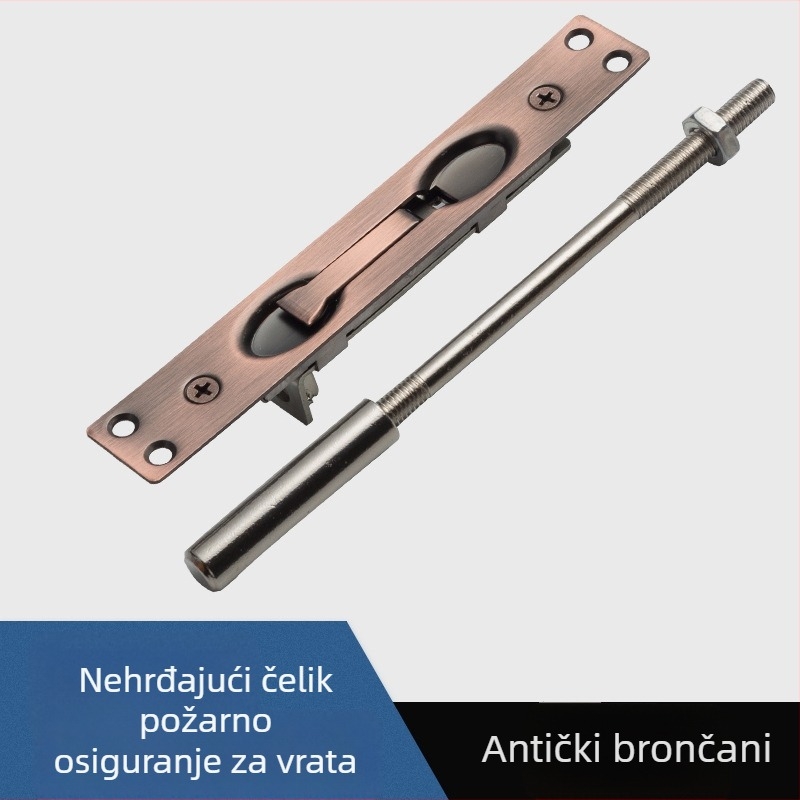 Set bravā za vrata od nehrđajućeg čelika, skrivena protupožarna brave, dvostruka brava za vrata, anti‑krađa gornja i donja brava