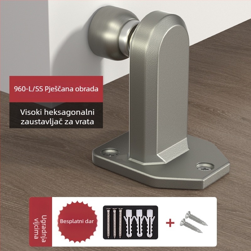 Magnetni držač vrata, model 960-L, nehrđajući čelik, nadzemna instalacija, montiranje na pod, ručno upravljanje