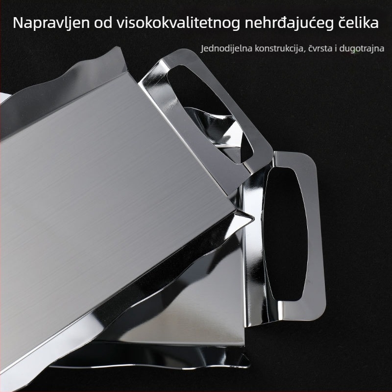 Kvadratna posuda od nehrđajućeg čelika s elektroplatiranom površinom, promjer 18–18,9 cm, moderni minimalistički stil, posuda za čaj, voće i desert