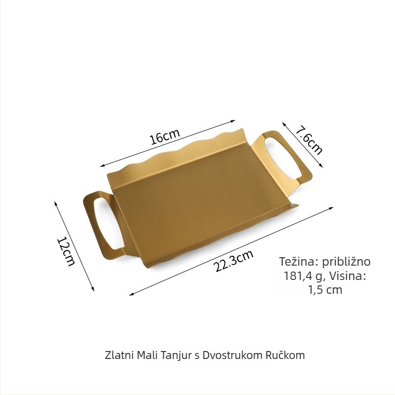 Kvadratna posuda od nehrđajućeg čelika s elektroplatiranom površinom, promjer 18–18,9 cm, moderni minimalistički stil, posuda za čaj, voće i desert