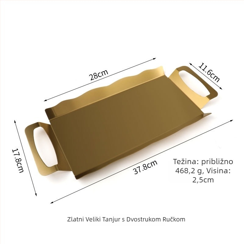 Kvadratna posuda od nehrđajućeg čelika s elektroplatiranom površinom, promjer 18–18,9 cm, moderni minimalistički stil, posuda za čaj, voće i desert