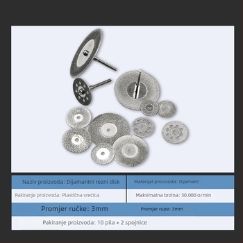 Elektroplatirani dijamantni rezni diskovi, mali, za jade i slične materijale, maksimalna brzina 20000