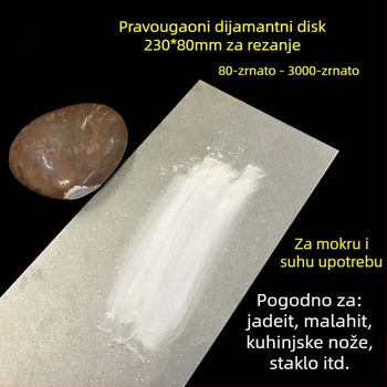 Pravokutni dijamantni brusni komad s elektroplatiranim čeličnim podlogom, pogodan za jadeit, staklo, keramiku i metal.