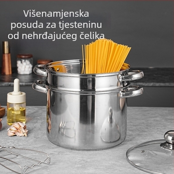 Višenamjenski lonac za tjesteninu s dvostrukim parnim slojem, nehrđajući čelik, stakleni poklopac, model GC5484