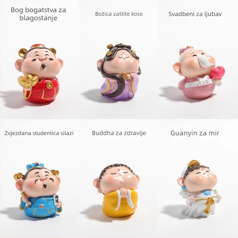 Stolna dekoracija: Amitabha Buda i Bog bogatstva, od smole, sladak stil, poklon za kolegu za rođendan ili Božić