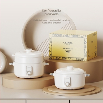 Električna posuda za kuhanje 2.1-4 L, keramički unutarnji spremnik, upravljanje gumbom, brzo para, sve-u-jednom, za kućanstva i domove studenata
