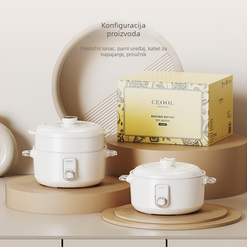 Električna posuda za kuhanje 2.1-4 L, keramički unutarnji spremnik, upravljanje gumbom, brzo para, sve-u-jednom, za kućanstva i domove studenata