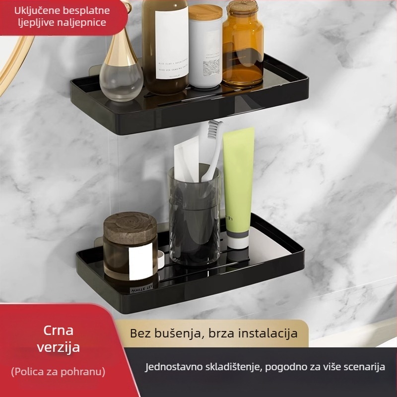 Zidni regaľ za kupaonicu za papir – bez bušenja, plastični materijal, 1 razina, nosivost 10 kg, oksidirajući završni sloj