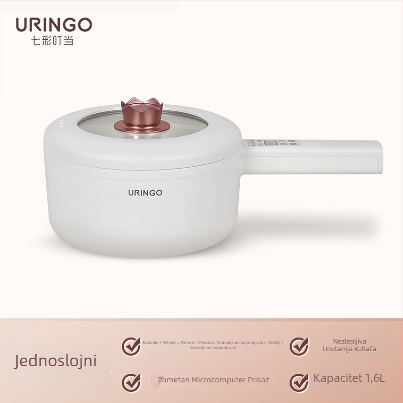 Električna posuda za kuhanje, 700W, kapaciteta 1–2 osobe, unutarnja posuda keramičkog glaziranja, LCD zaslon s tajmerom i regulacijom temperature; funkcije: para, prženje, kuhanje, dinstanje i hot pot