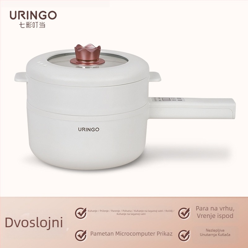 Električna posuda za kuhanje, 700W, kapaciteta 1–2 osobe, unutarnja posuda keramičkog glaziranja, LCD zaslon s tajmerom i regulacijom temperature; funkcije: para, prženje, kuhanje, dinstanje i hot pot