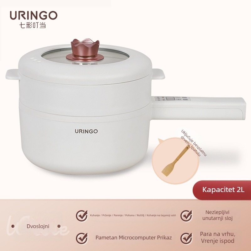 Električna posuda za kuhanje, 700W, kapaciteta 1–2 osobe, unutarnja posuda keramičkog glaziranja, LCD zaslon s tajmerom i regulacijom temperature; funkcije: para, prženje, kuhanje, dinstanje i hot pot