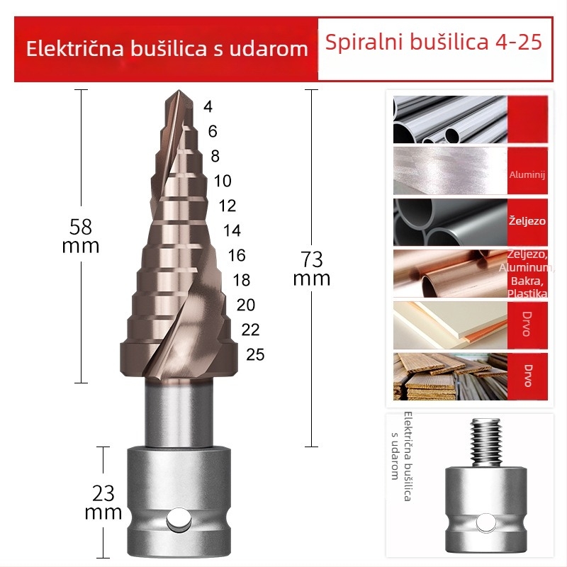 Pagoda bušilica za električni odvijač – sadrži kobalt, nehrđajući čelik, visoka tvrdoća, otvorivač rupa i reamer za pozicioniranje bušenja