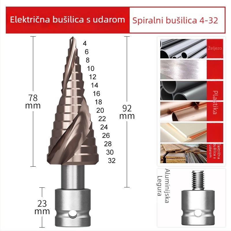 Pagoda bušilica za električni odvijač – sadrži kobalt, nehrđajući čelik, visoka tvrdoća, otvorivač rupa i reamer za pozicioniranje bušenja