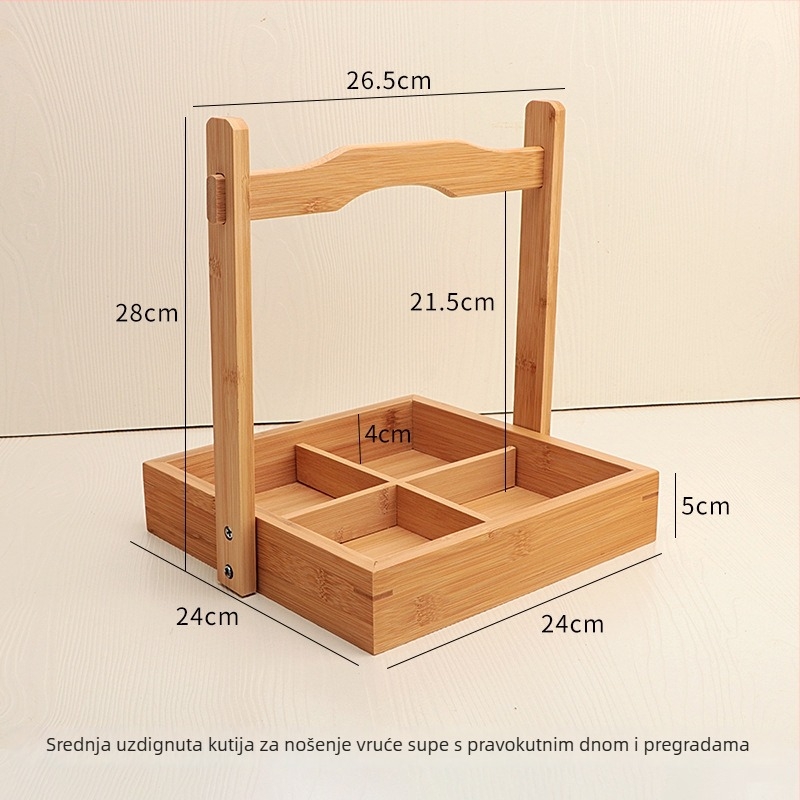 Držač za posluživanje od bambusa za priloge uz Hot Pot — nepravilnog oblika, minimalistički stil, Novi kineski stil