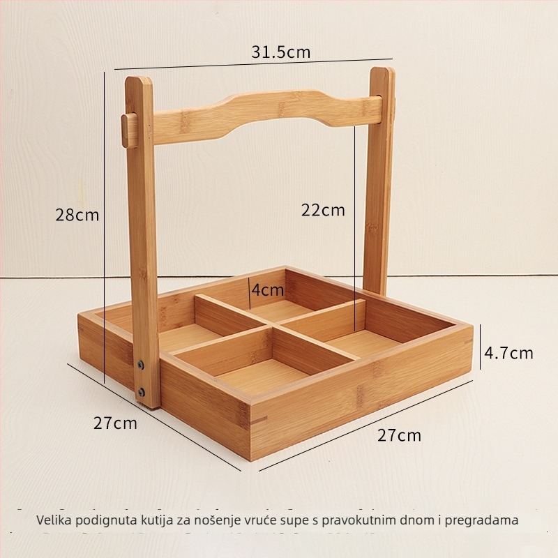 Držač za posluživanje od bambusa za priloge uz Hot Pot — nepravilnog oblika, minimalistički stil, Novi kineski stil