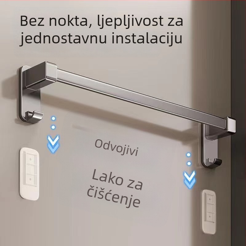 Zidni odvojivi držač za ručnike, jednoslojni, premaz plastike, nosivost 20 kg