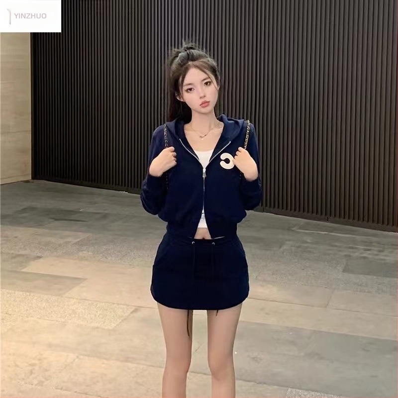 Izšivani Chenille top i suknja set, proljeće 2023, Spandex ispod 30%, casual kostim