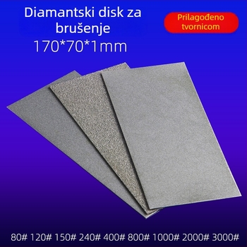 Pravokutni dijamantni elektroplatirani brusni list, model M014, težina 200 g, vezivni agent: metalna legura, postup proizvodnje: elektroplating, za obradu kamena