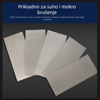 Pravokutni dijamantni elektroplatirani brusni list, model M014, težina 200 g, vezivni agent: metalna legura, postup proizvodnje: elektroplating, za obradu kamena