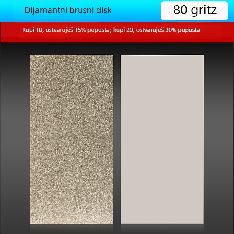 Pravokutni dijamantni elektroplatirani brusni list, model M014, težina 200 g, vezivni agent: metalna legura, postup proizvodnje: elektroplating, za obradu kamena