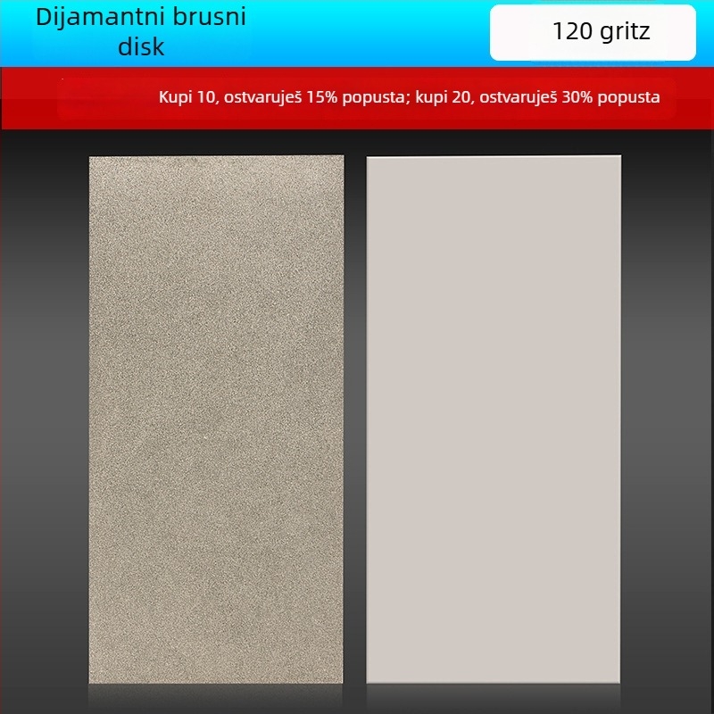 Pravokutni dijamantni elektroplatirani brusni list, model M014, težina 200 g, vezivni agent: metalna legura, postup proizvodnje: elektroplating, za obradu kamena