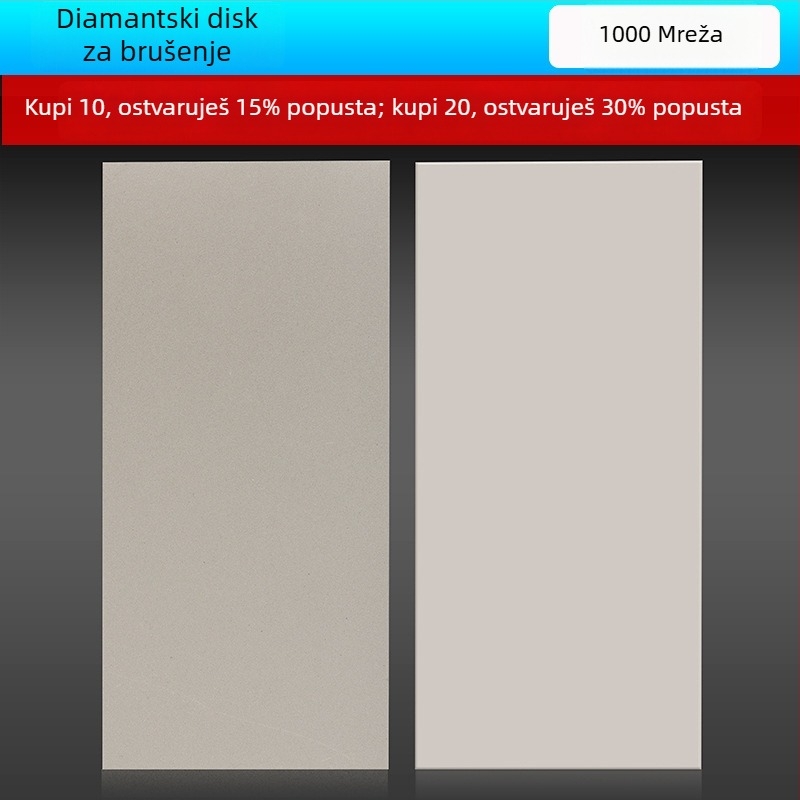Pravokutni dijamantni elektroplatirani brusni list, model M014, težina 200 g, vezivni agent: metalna legura, postup proizvodnje: elektroplating, za obradu kamena