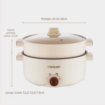 Višenamjenski neprelijepljivi lonac s knob kontrolom – parenje, kuhanje i hot pot, 801-1000W, za 3-4 osobe