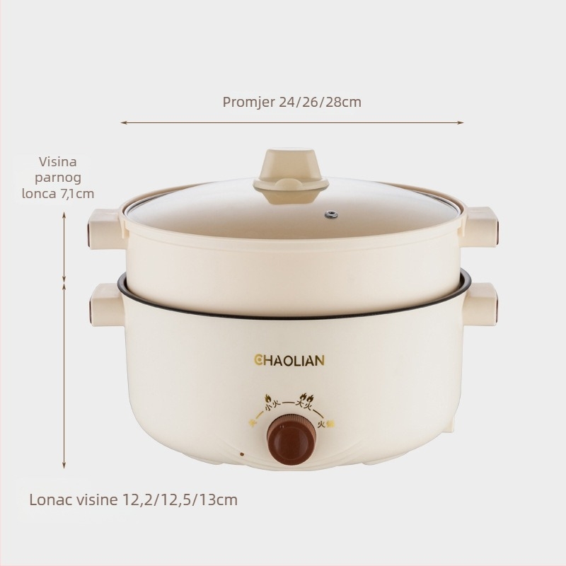 Višenamjenski neprelijepljivi lonac s knob kontrolom – parenje, kuhanje i hot pot, 801-1000W, za 3-4 osobe