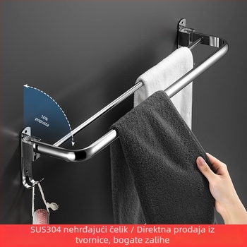 Držač za ručnike od nehrđajućeg čelika, polirana završna obrada, jednostruki sloj, nosivost 20–30 kg, Ni qiao, moderni minimalistički stil