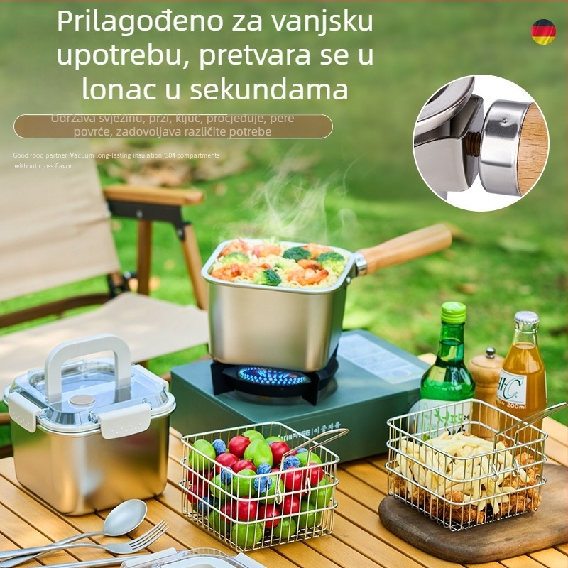 Kvadratna posuda od nehrđajućeg čelika, višenamjenska, korejskog stila, za kuhanje i prženje