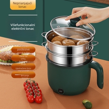 Električni lonac za kuhanje velike kapacitete s dvostrukim parenjem, 1–2 L, nehrđajući čelik, do 800 W, funkcija protiv suhog zagrijavanja