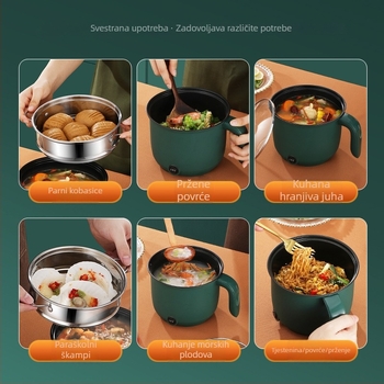 Električni lonac za kuhanje velike kapacitete s dvostrukim parenjem, 1–2 L, nehrđajući čelik, do 800 W, funkcija protiv suhog zagrijavanja