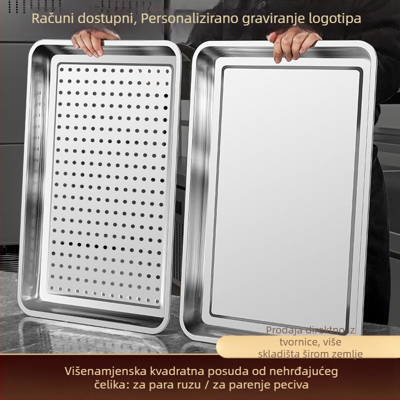 Pravokutni tanjur za parenje od 304 nehrđajućeg čelika, mat završetak, kineski stil, nije pogodan za mikrovalnu