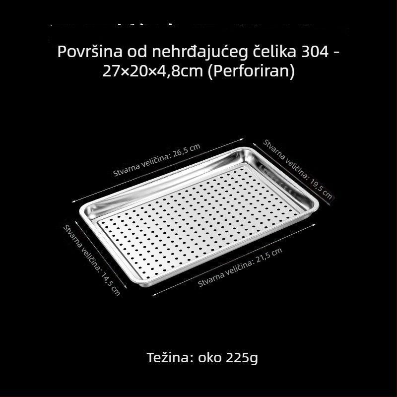 Pravokutni tanjur za parenje od 304 nehrđajućeg čelika, mat završetak, kineski stil, nije pogodan za mikrovalnu