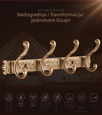 Europskog stila starinska zidna vješalica za odjeću i ručnike (Space Aluminum, oksidacijski završetak, East Flame, Light Luxury)