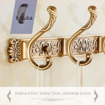 Europskog stila starinska zidna vješalica za odjeću i ručnike (Space Aluminum, oksidacijski završetak, East Flame, Light Luxury)