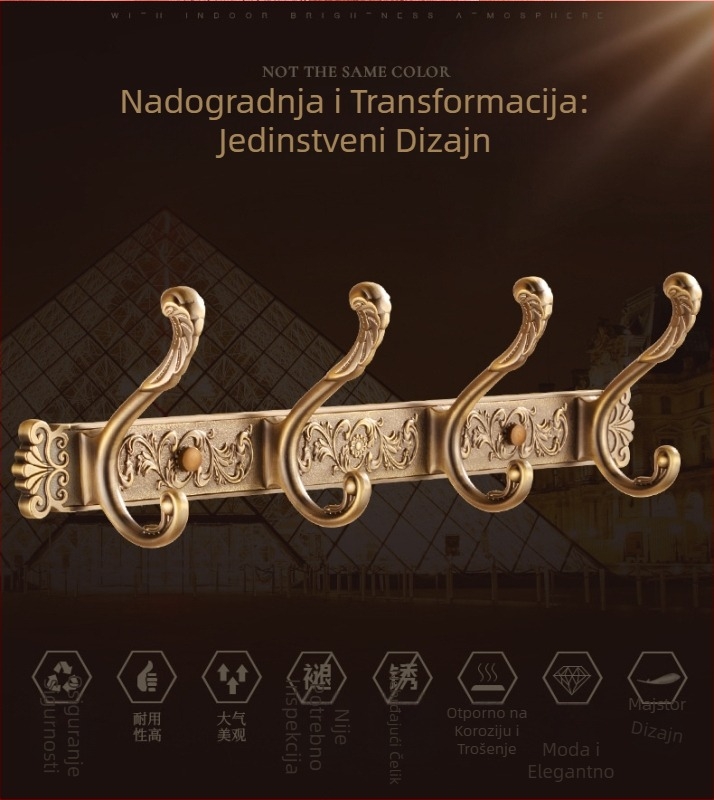 Europskog stila starinska zidna vješalica za odjeću i ručnike (Space Aluminum, oksidacijski završetak, East Flame, Light Luxury)