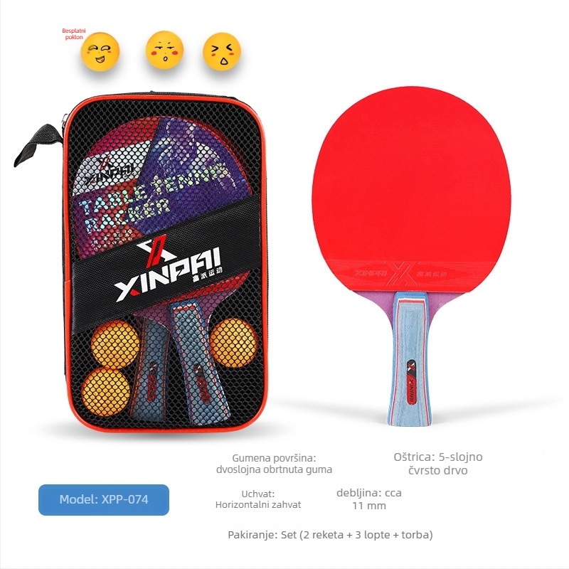 Xinpai reketa za stolni tenis s pločom od lipovog drveta, reverse guma, horizontalni zahvat, standardne specifikacije