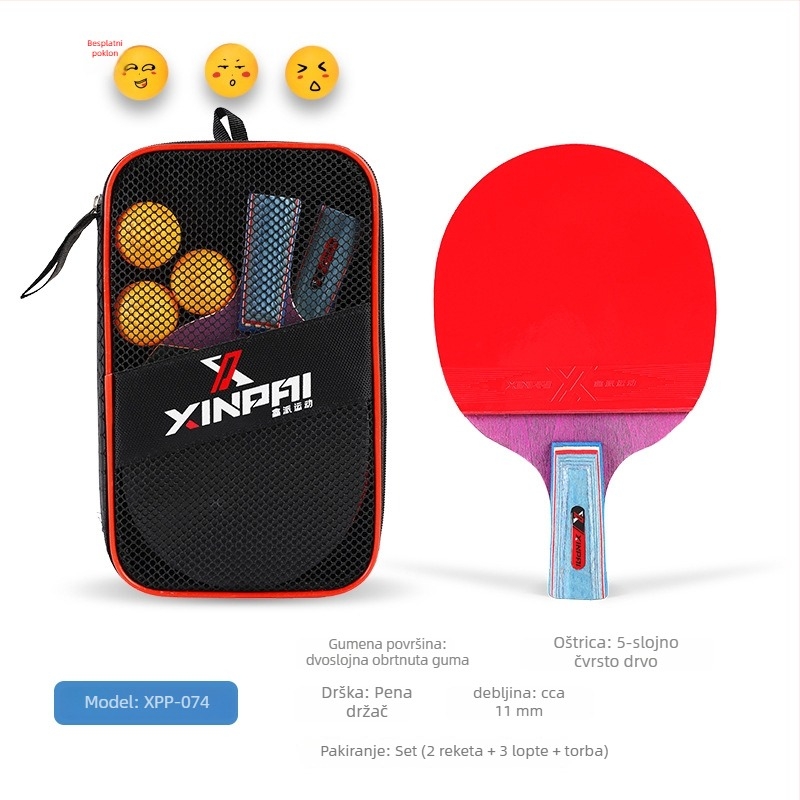 Xinpai reketa za stolni tenis s pločom od lipovog drveta, reverse guma, horizontalni zahvat, standardne specifikacije