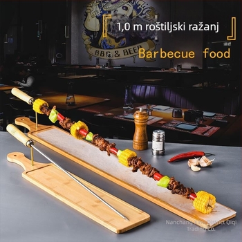 Tanjur za ražnjiće sa stalkom – bambus, pravokutni plitki tanjur, kineski stil, moguć otisak logotipa, prilagodba