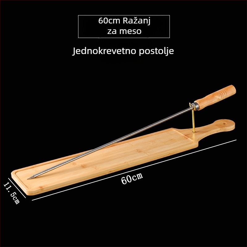 Tanjur za ražnjiće sa stalkom – bambus, pravokutni plitki tanjur, kineski stil, moguć otisak logotipa, prilagodba