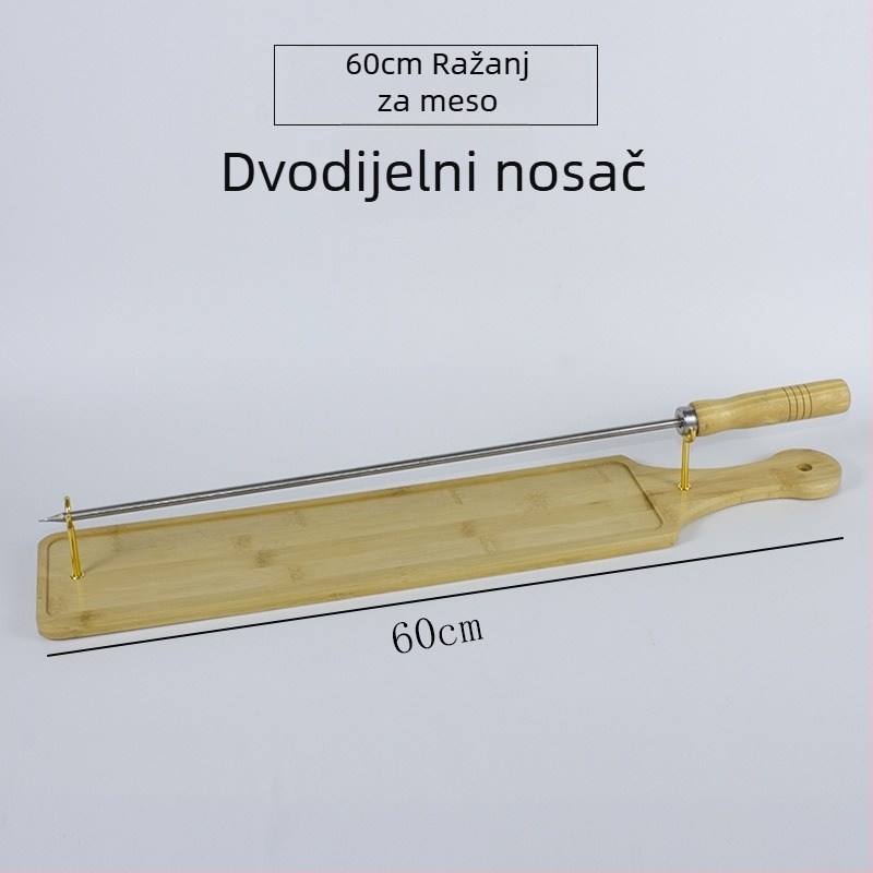 Tanjur za ražnjiće sa stalkom – bambus, pravokutni plitki tanjur, kineski stil, moguć otisak logotipa, prilagodba