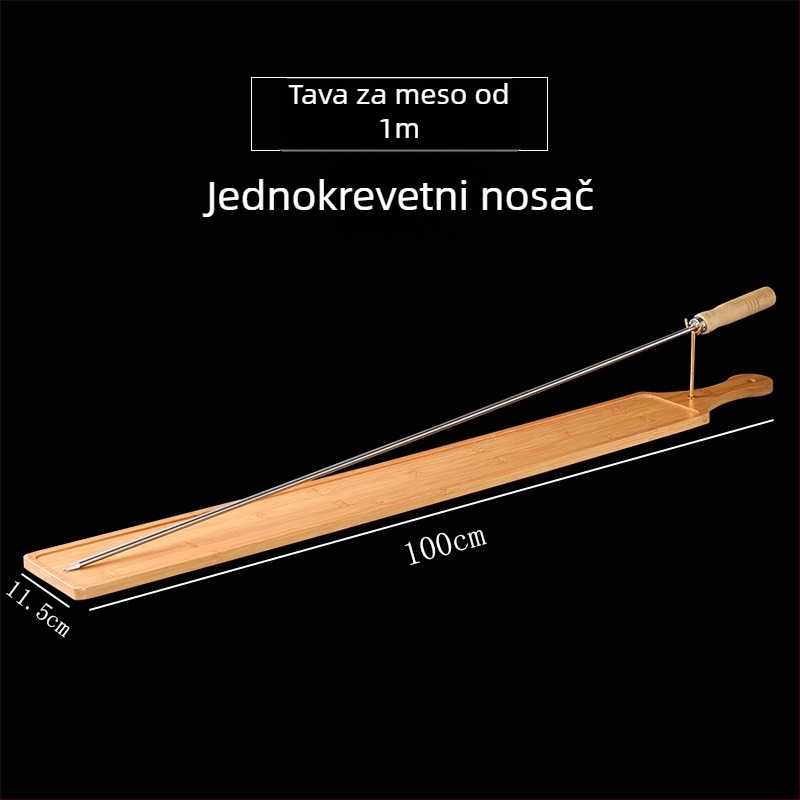 Tanjur za ražnjiće sa stalkom – bambus, pravokutni plitki tanjur, kineski stil, moguć otisak logotipa, prilagodba