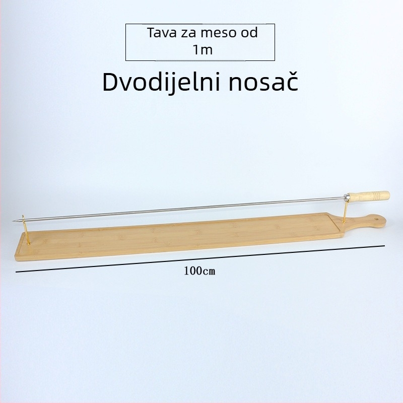 Tanjur za ražnjiće sa stalkom – bambus, pravokutni plitki tanjur, kineski stil, moguć otisak logotipa, prilagodba