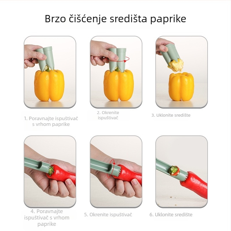 Alat za uklanjanje sjemenki paprike – ABS kuhinjski gadget, Jumei Kitchenware, mogućnost otiska loga, lansiranje 2022