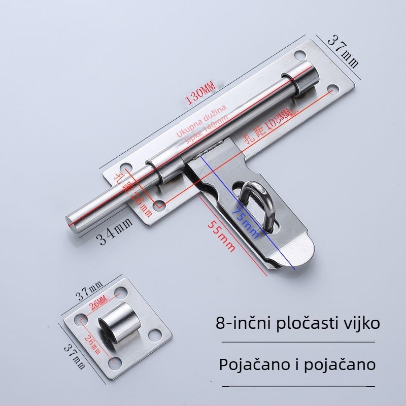 Nehrđajući čelik F-tip brava za površinski ugrađena vrata, završna True Color, Ming Baocheng, suvremeni minimalistički stil