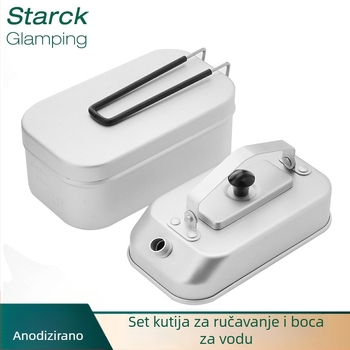 Set čajnik i kutija za ručak – anodizirano aluminij, HW1041, 258 g, Prijenosno, Ručno, Za 1–4 osobe