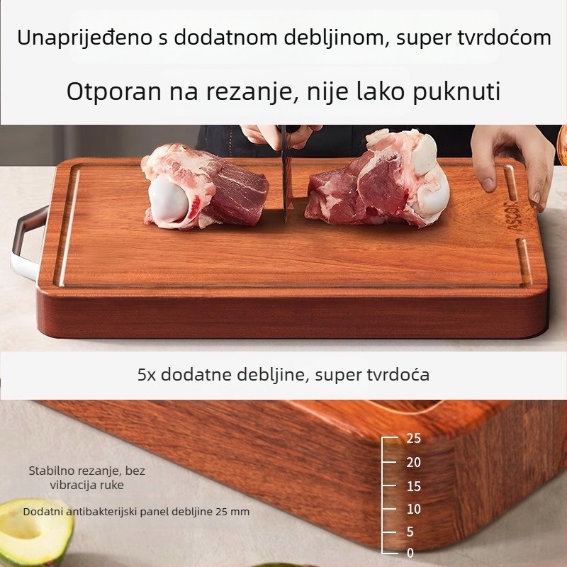 Daska za rezanje od ebenovog drveta, otporna na plijesan i antibakterijska, prehrambena klasa, dvostrana kuhinjska daska