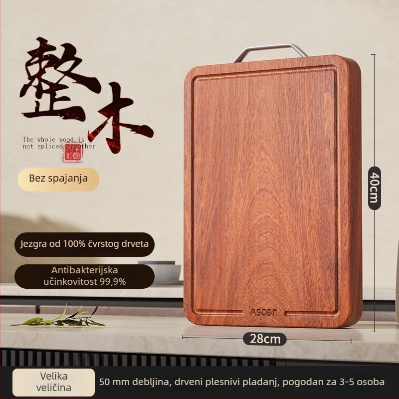 Daska za rezanje od ebenovog drveta, otporna na plijesan i antibakterijska, prehrambena klasa, dvostrana kuhinjska daska