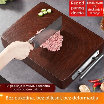 Autentična daska za rezanje od crnog željeznog drveta, antibakterijska i otporna na plijesan, kvadratna daska od masivnog drveta, debeli dizajn